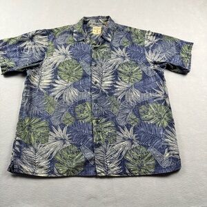 RedHead Shirt Men's Size XL Button Down Tropical Leaf Print Short Sleeve Hawaii